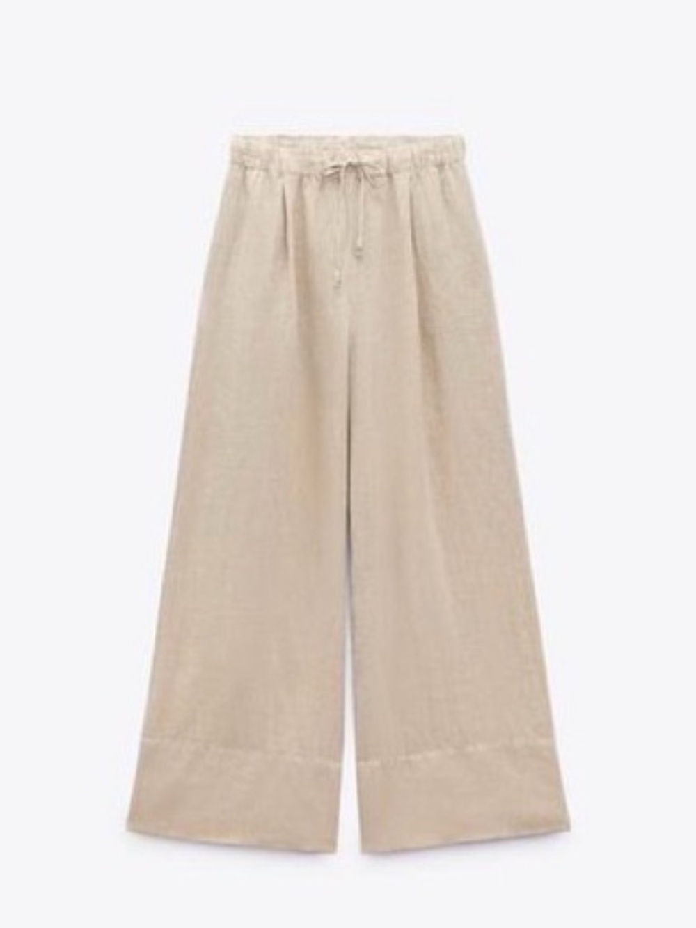 ZARA LINEN PALAZZO PANTS - Medium Sand